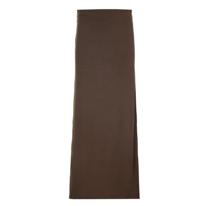 Back Slit Straight Tube Slimming High Waist Black Long Skirt