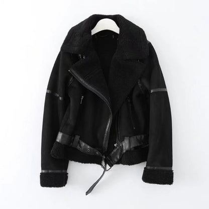 Polaire automne et hiver veste de fourrure en daim moto