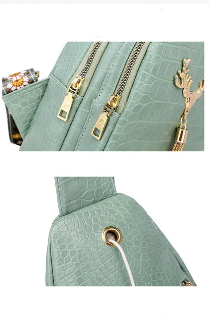 Deer Tassel Design Crossbody Bag Fashion Letter Embroidery Chest Bags For Women