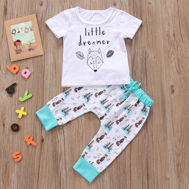 Newborn Baby Kläder Set T-shirt Toppar+byxor Små pojkar och flickor Outfits