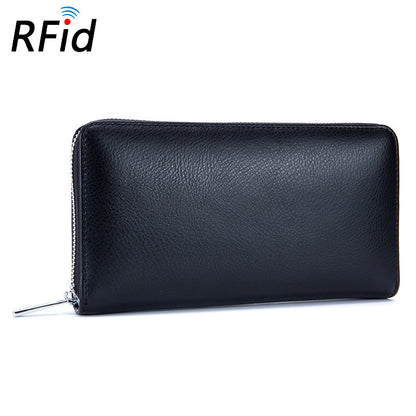 Portefeuille Rfid en cuir véritable de vache pour hommes, nombreux départements, 36 fentes, porte-carte, poche pour téléphone portable, pochette longue 