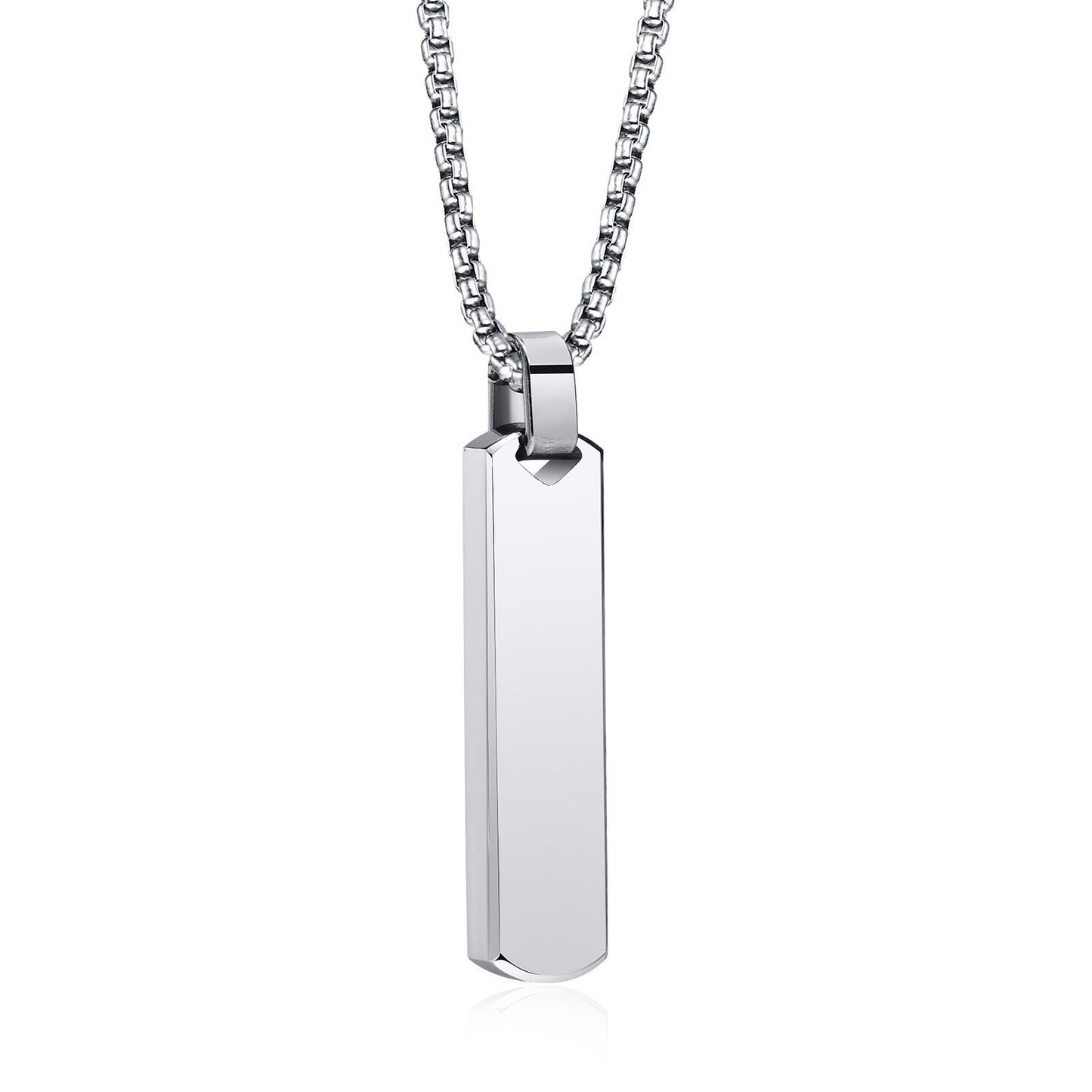 Stainless Steel Three-dimensional Rectangular Geometric Necklace For Men