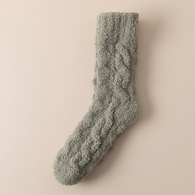 Chaussettes chaudes d'hiver en molleton de corail pour femmes et hommes, chaussettes de sol en velours épais pour dormir à la maison