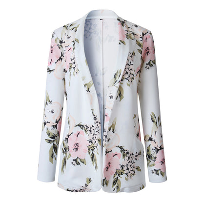 AliExpress Amazon Spring New Women's Long Sleeve Print Pocket Small Blazer Spot