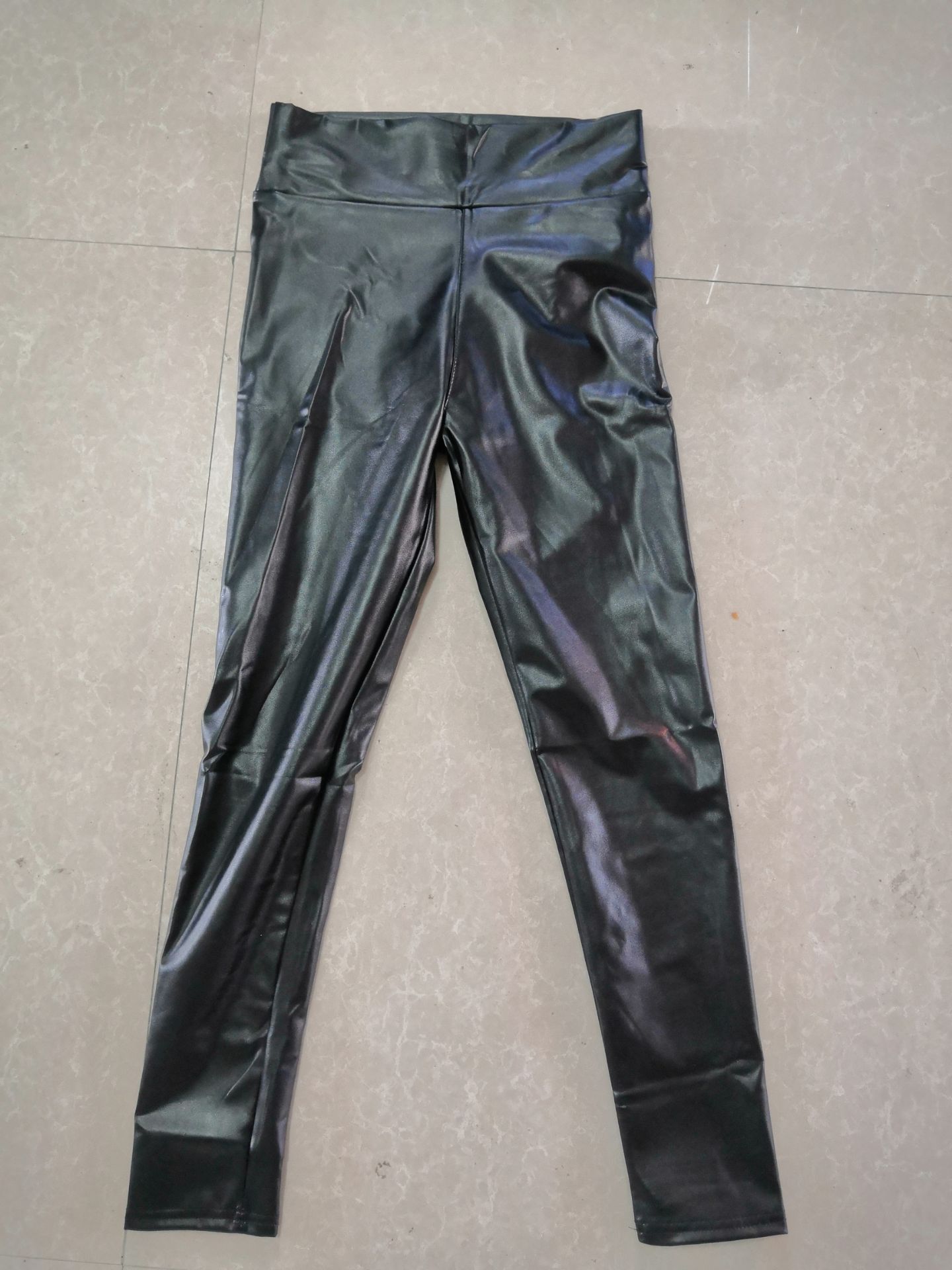 Reflektiv sexig höft läder byxor elastisk hög midja leggings