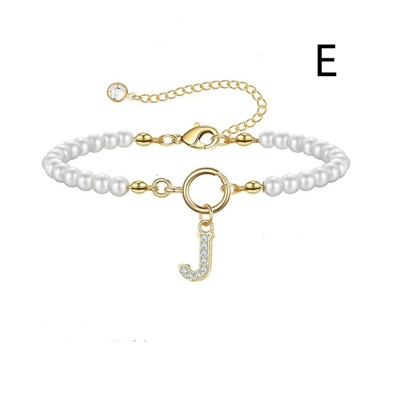 2024 Nytt Mode Toggle Lock Initial Armband Kvinnor AZ Bokstav Hänge 6mm Pärlarmband För Kvinnor Smycken Gåva