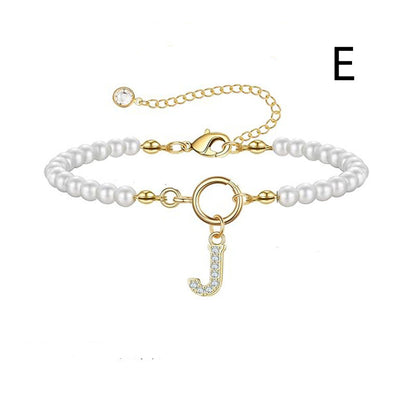 2024 Nytt Mode Toggle Lock Initial Armband Kvinnor AZ Bokstav Hänge 6mm Pärlarmband För Kvinnor Smycken Gåva