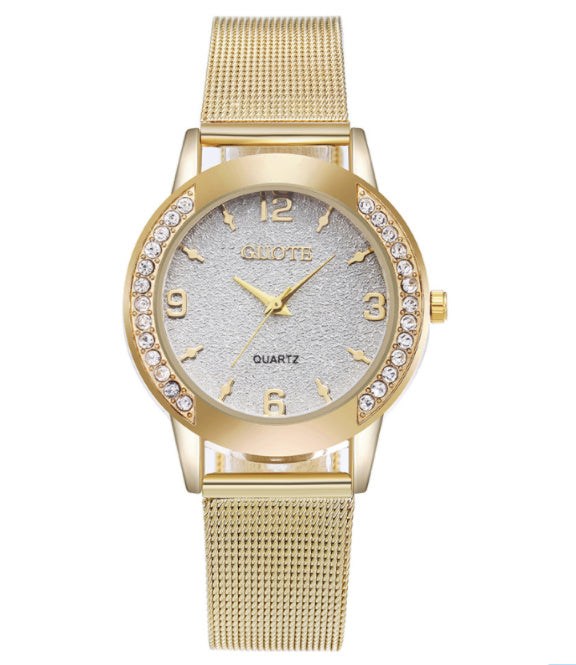 Watch female gold mesh belt men's and women's watches alloy electronic watches