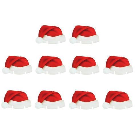 10Pcs / Lot papper Röd Jul hatt Vin Champagne Tipple Cup kort Jul Party Bord Inredning DIY dekorationer för hemmat