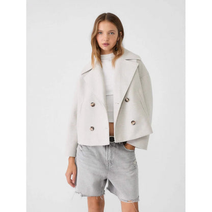 Ins Double-breasted Lapel Blazer Jacket Fashion Loose Woolen Short Coat Elegant Commuting Women's Clothing