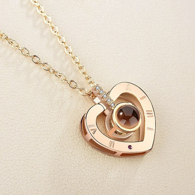 Mode 100 langues je t'aime Projection Couple pendentif rond romantique amour mémoire amoureux de mariage collier cadeaux 