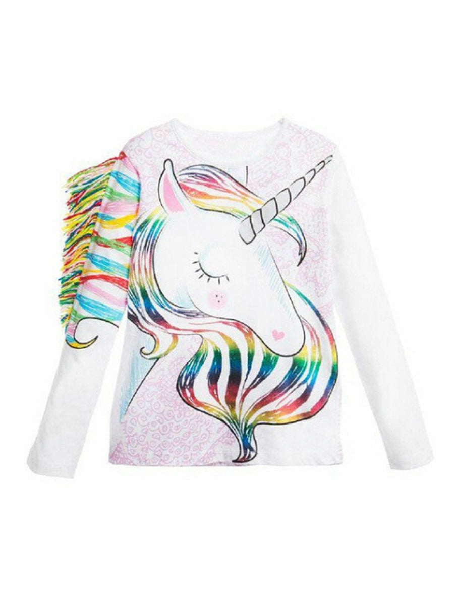 Transfrontalier pour le commerce extérieur Europe et Amérique ins explosion vêtements pour enfants T-shirt d'impression de crin de cheval stéréo pour enfants 