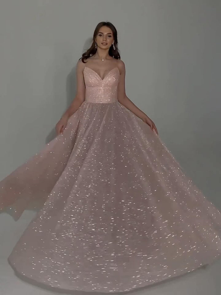 Sequined Backless Evening Dress - Elegant Design