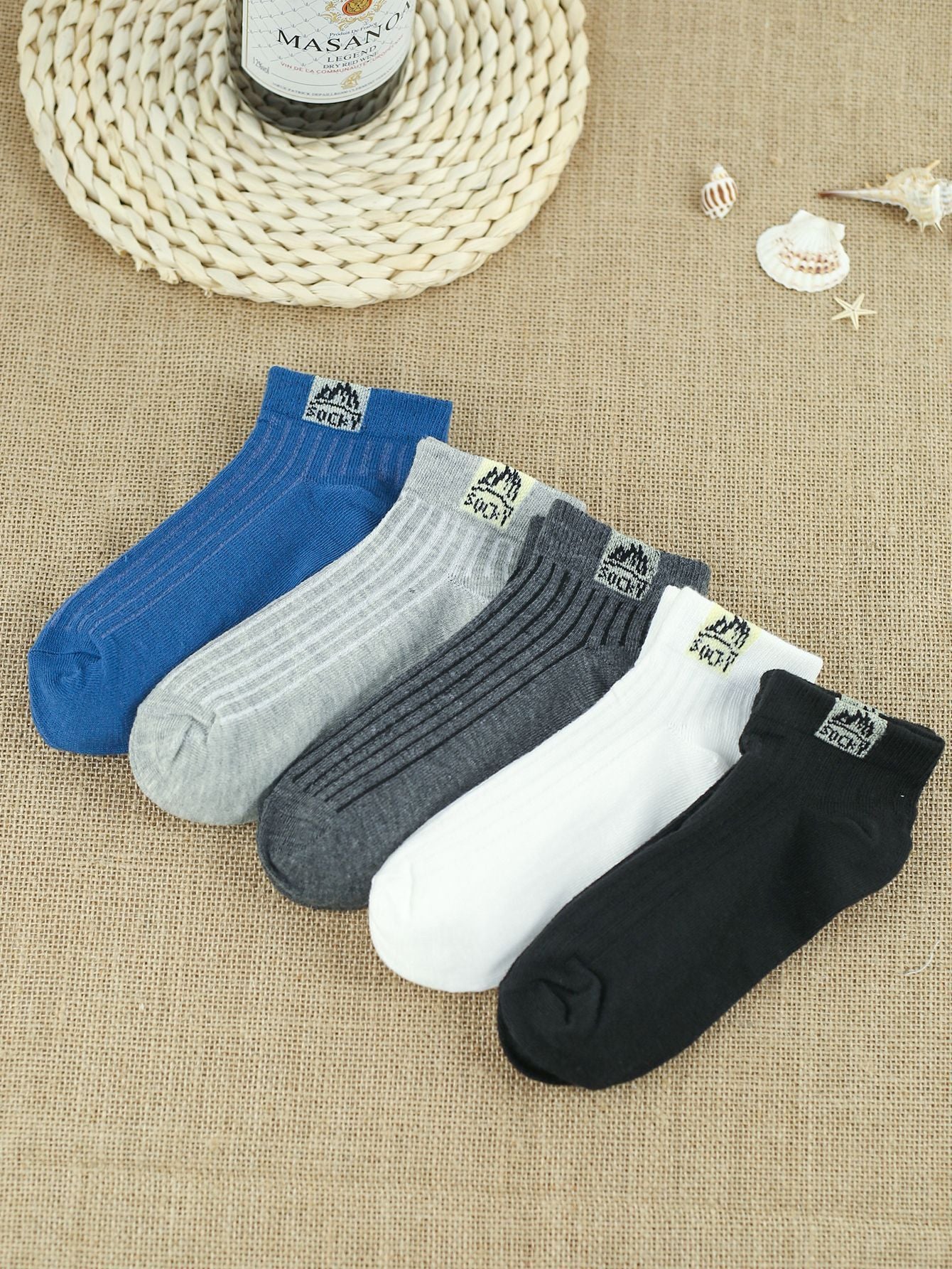 Chaussettes d'été fines et assorties, basses en coton et polyester