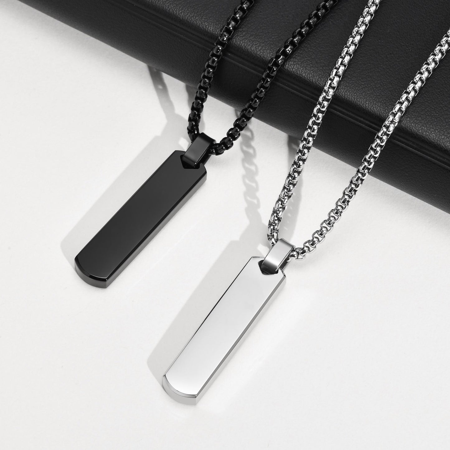 Stainless Steel Three-dimensional Rectangular Geometric Necklace For Men