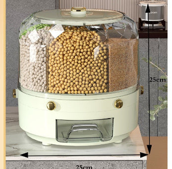 Large Food Storage Container 360 Rotating Rice Barrels Sealed Cereal Dispenser Rice Tank Grain Box Kitchen Storage Container