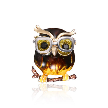 Owl painting oil brooch alloy brooch