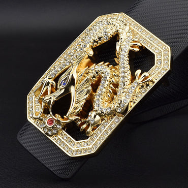 Men's Faucet Belt White Golden Smooth Buckle - Luxurious Flow