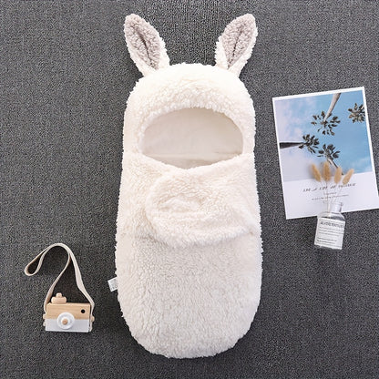 Super Soft Baby Sleeping Bag Fluffy Fleece Newborn Blanket Swaddle Blankets, Unisex Baby Wrap For Newborn Baby Boys Girls With Head-Protecting & Head-Supporting Function, Wearable Swaddle Sleep Sack
