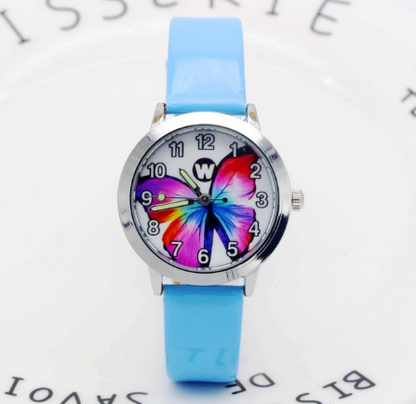 Children's Watches Kids Quartz Watch Student Girls Quartz-watch Cute Colorful Butterfly Dial Waterproof Watch