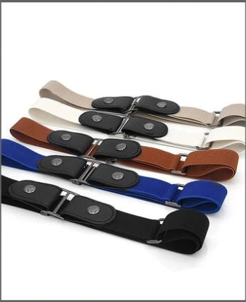 Men's Leather Slim Stretch Invisible Jeans Lazy Belt - Seamless Comfort