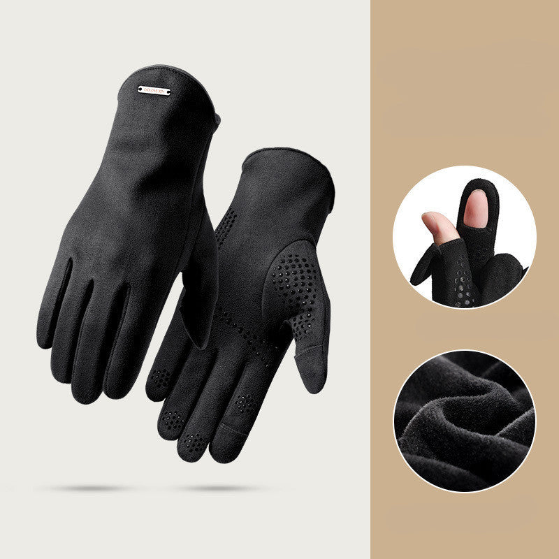 Men's Outdoor Cycling Warm Fleece Thickened Gloves