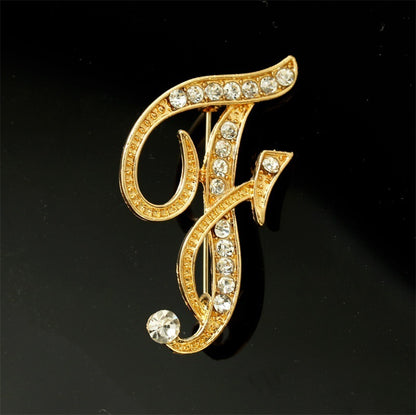 26 English Alphabet Brooches With Diamonds