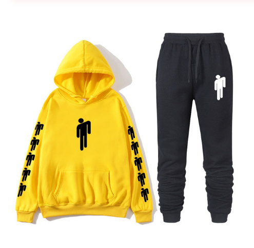 Hoodie print American singer Billie Eilish Hoodie men and women Harajuku hip hop Brilie Eilish sweatshirt set+ pants