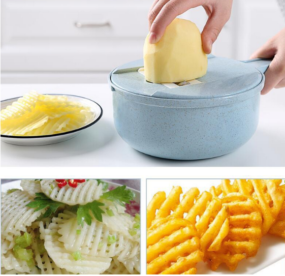 Mandoline trancheuse à légumes 8 en 1, éplucheur de pommes de terre, râpe à carottes et à oignons avec passoire, coupe-légumes, accessoires de cuisine