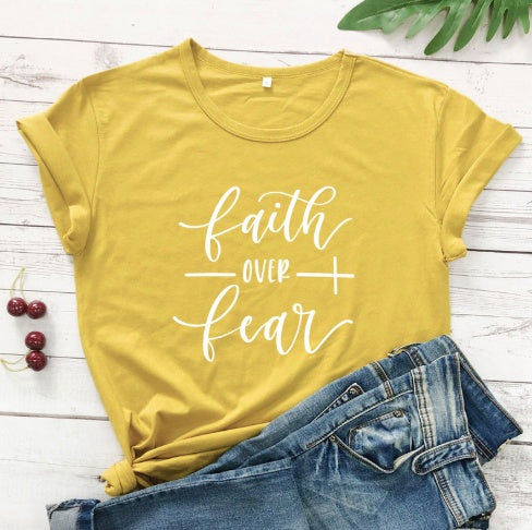 Faith Over Fear Christian T-Shirt Religion Clothing For Women Faith Shirt