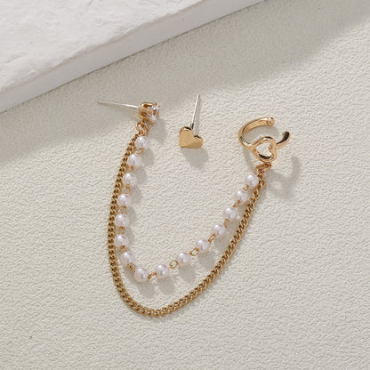 Korean Version Of The Pearl Earring Earring Earbone Clip No Ear Holes Cold Wind Love Earrings Ornaments