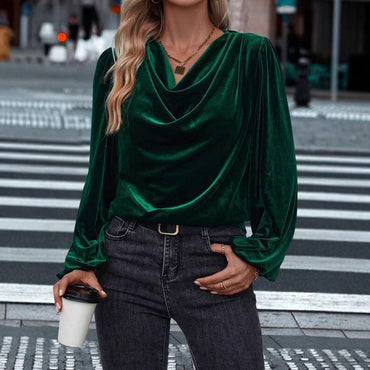 Women's Pile Collar Long Sleeve Top