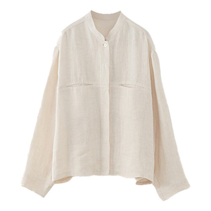 Pure Linen Shirt Autumn Women Clothing Versatile Artistic Retro