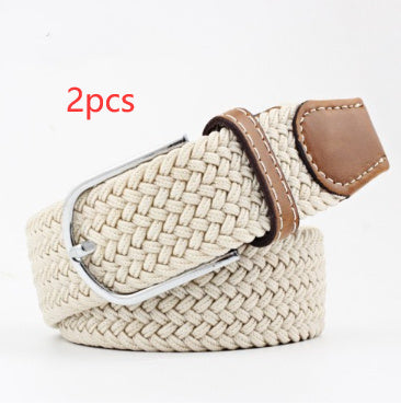 Women's Canvas Student Casual Stretch Braided Needle Buckle Belt - Youthful Confidence