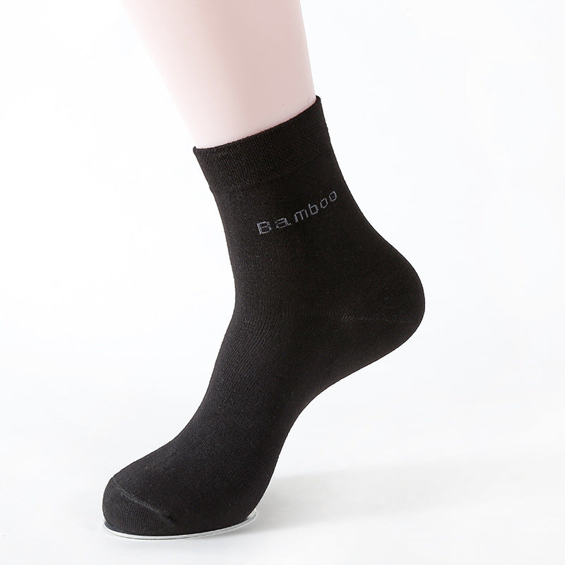 Chaussettes chaussettes de couleur unie chaussettes mi-tube en fibre de bambou pour hommes