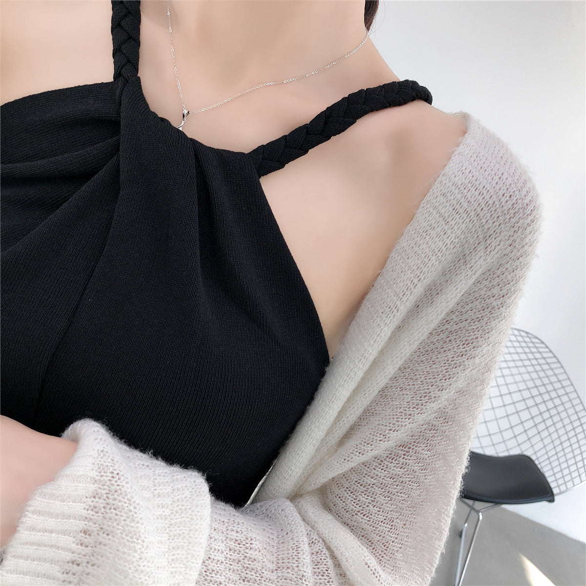 Off-the-shoulder Knitted Camisole Women's New Sexy Outer Wear