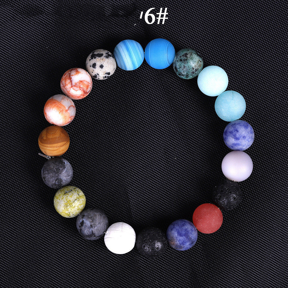 Solsystemet Åtta Sten Planet Armband Planeter Natursten Mala Pärla Strand Armband För Män Kvinnor Handgjort Universum Sol Chakra Armband Smycken