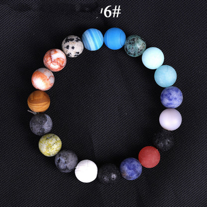 Solsystemet Åtta Sten Planet Armband Planeter Natursten Mala Pärla Strand Armband För Män Kvinnor Handgjort Universum Sol Chakra Armband Smycken