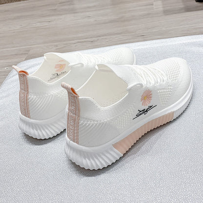 Flyknit Breathable White Shoes Summer Mesh