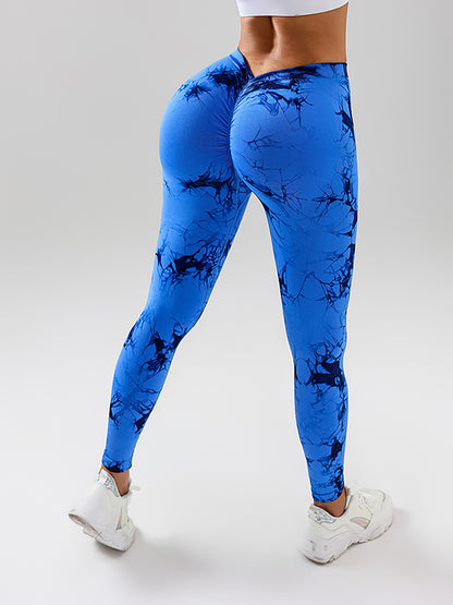 4 Pack Women's Scrunch Workout Leggings, High Waisted Butt Lifting Tie-dye V Back Waist Seamless Gym Yoga Leggings, Workout Leggings For Women Jada Leggings
