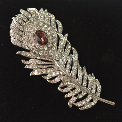 Retro Fashionable Corsage Clothing Alloy Diamond Personality Feather Brooch