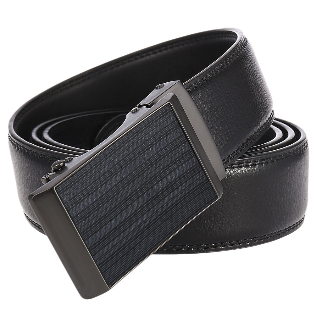 Men's Cowhide Alloy Automatic Buckle Business Casual Pant Belt - Effortless Professional