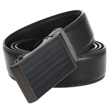 Men's Cowhide Alloy Automatic Buckle Business Casual Pant Belt - Effortless Professional