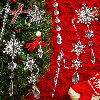 Pendentifs suspendus pour arbre de noël, 10 pièces, bande de glace en acrylique, plafond de neige, ornements de noël, décoration de nouvel an, décoration de maison