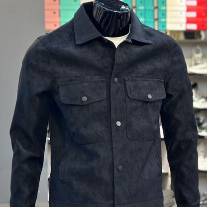 Ny Casual Collar Trendig Cool Mockajacka Enkelknäppt Herrjacka