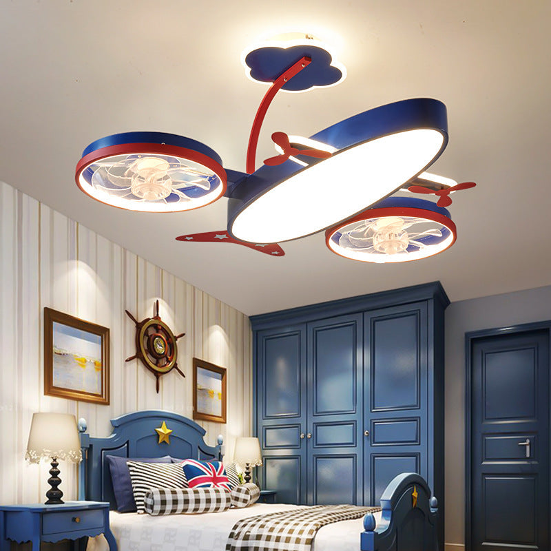 Cartoon Airplane Fan Lights In Children's Room