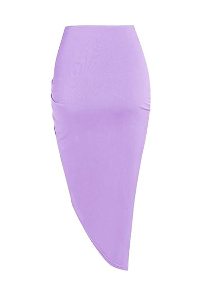 Professional Women's Sexy Ruched Midi Bodycon Skirt - Elasticity Tight Design (Casual Club Asymmetrical, High Stretch)