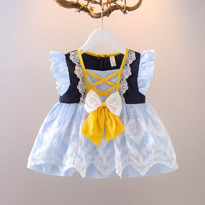 Robe de princesse d'été en coton à manches bulles pour filles, motif floral, pour petits enfants