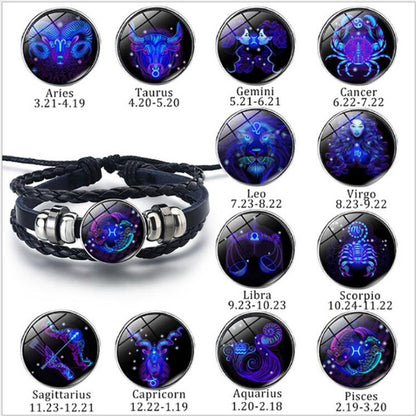 Bracelet lumineux 12 Constellations, veilleuse à la mode, Style Punk, ciel étoilé, pour hommes, femmes et enfants