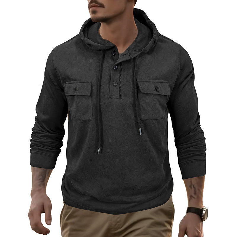 Men's Sweater Long-sleeved Sports Pocket Hooded Top